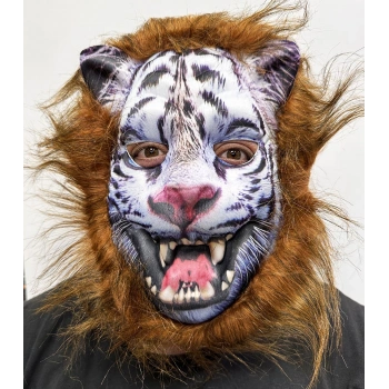 VipMarketim Kahverengi Saçlı Dişli Kurt Maskesi Mega Peluş 12 No