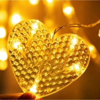 VipMarketim Kalp Perde Led Işık 3m 6 Sıra 12 Adet Gün Işığı