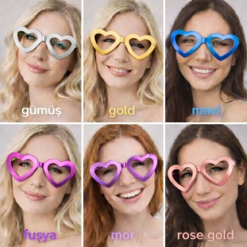 VipMarketim Kalp Şekilli Camsız Parti Gözlüğü 12 Adet – 6 Renk