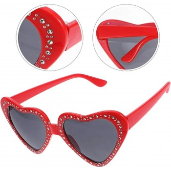 VipMarketim Kalp Taşlı Parti Gözlüğü Kırmızı