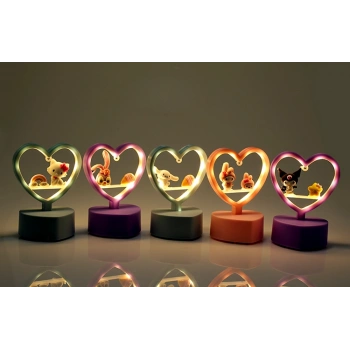 VipMarketim Kalpli Figürlü Masaüstü LED Lamba