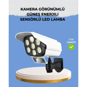 VipMarketim Kamera Görünümlü Solar LED Lamba Hareket Sensörlü Uzaktan Kumandalı Bahçe Duvar Aydınlatması