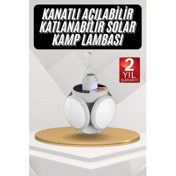 VipMarketim Kamp Lambası Güneş Enerjili Solar 5 Kanatlı Katlanır Lamba Karavan