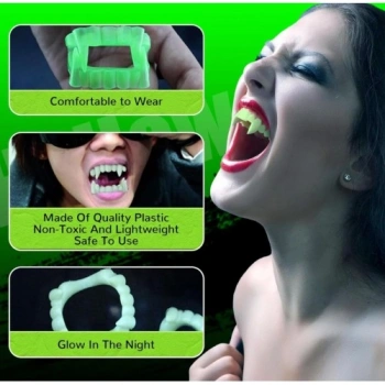 VipMarketim Karanlıkta Parlayan Fosforlu Çift Damak Takma Vampir Dişi