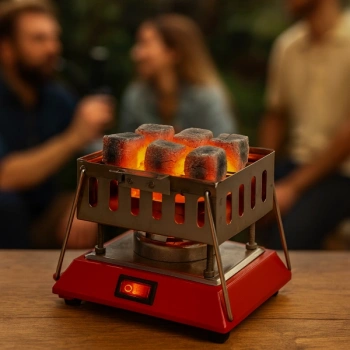 VipMarketim Kare Krom Elektrikli Nargile Köz Ocağı