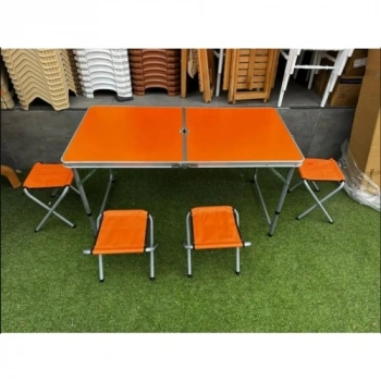 VipMarketim Katlanabilir Alüminyum Kamp Masa 4lü Tabure Seti