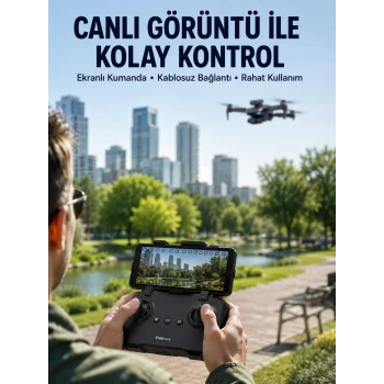 VipMarketim Katlanabilir Çift Kameralı Drone ile Havadan Fotoğraf ve Video Çekimi