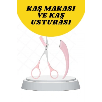 VipMarketim Kavisli Kaş Düzeltici Seti Kaş Makası ve Kaş Usturası Paslanmaz Çelik Bıçaklı