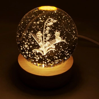 VipMarketim Kedi Ve Çiçek Motifli Cam Küre