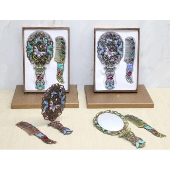 VipMarketim Kelebek Katlanabilir Ayna Ve Tarak Seti Büyük Boy