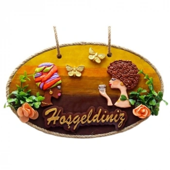 VipMarketim Keyifli Kadınlar El Yapımı Hoşgeldiniz Yazılı Kapı Süsü