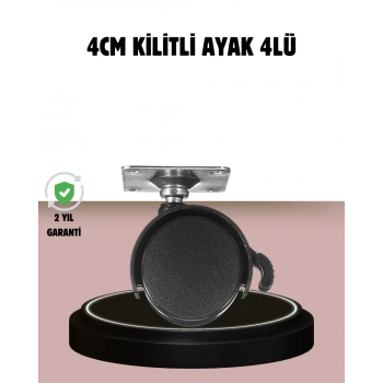 VipMarketim Kilitli 4 cm Tekerlek Ayak 4’lü Set Zemin Koruyucu