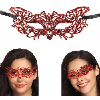 VipMarketim Kırmızı Dantel Masquerade Maskesi 9 No