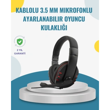 VipMarketim Kırmızı Gaming Kulaklık Stereo Mikrofonlu Dayanıklı Örgü Kablolu