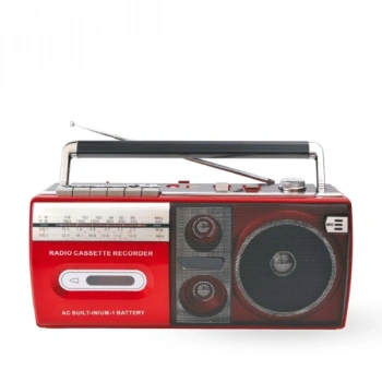 VipMarketim Kırmızı Kaset Çalar - Bluetooth USB TF AUX FM Özellikli