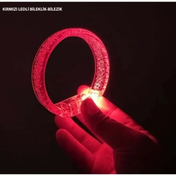 VipMarketim Kırmızı Led Işıklı Baskı Yapılabilen Pilli Bileklik Bilezik 1,5 cm Genişlik