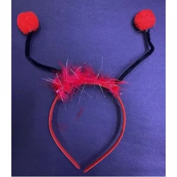 VipMarketim Kırmızı Ponponlu Gösteriler İçin Plastik Uğur Böceği Tacı
