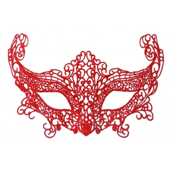 VipMarketim Kırmızı Renk Dantel Örgü İşlemeli Parti Maskesi Model 3