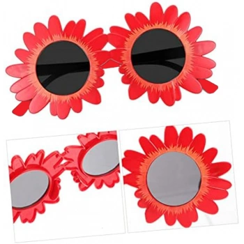 VipMarketim Kırmızı Renk Papatya Şekilli Parti Gözlüğü