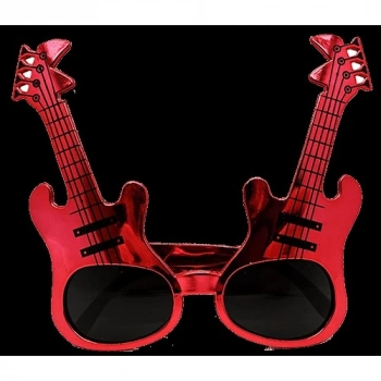 VipMarketim Kırmızı Renk Rockn Roll Gitar Şekilli Parti Gözlüğü 15x15 cm