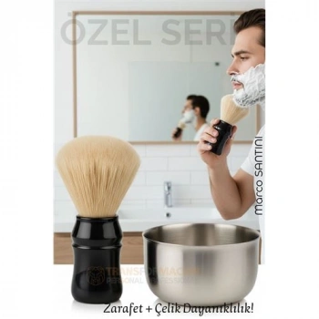 VipMarketim Klasik Tıraş Seti – Ahşap Saplı Fırça & 304 Paslanmaz Çelik Tıraş Tası