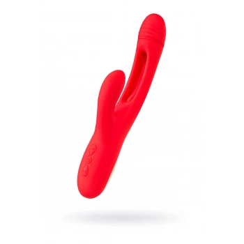 VipMarketim Klitoral uyarıcılı vibratör JOS Patti, hareketli dilli, silikon, kırmızı, 24 cm