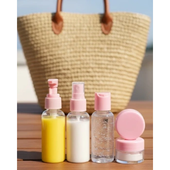 VipMarketim Kompakt 5 Parça Seyahat Kozmetik Şişe Takımı