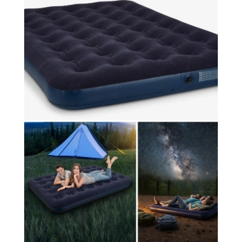 VipMarketim Konforlu Çift Kişilik Şişme Yatak Flokeli Yüzey Dayanıklı Gövde