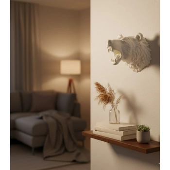 VipMarketim Krem Ayı Figürü Duvar Süsü Asılabilir Hediyelik Dekoratif 25x19 cm