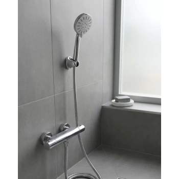 VipMarketim Krem Duş Başlığı Seti 4 Kademeli El Duşu Spiral Hortumlu Banyo Seti