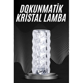 VipMarketim Kristal Lamba Masa Lambası Şarjlı Masa Lambası Dokunmatik Sensör Usb Şarjlı
