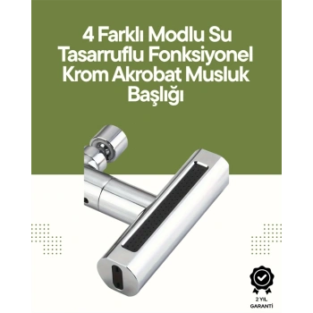 VipMarketim Krom Musluk Başlığı | 4ü 1 Arada Su Çıkışı | Kolay Montajlı