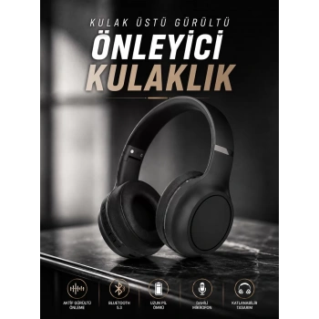 VipMarketim Kulak Üstü Kablosuz Bluetooth Kulaklık Gürültü Önleyici Ayarlanabilir