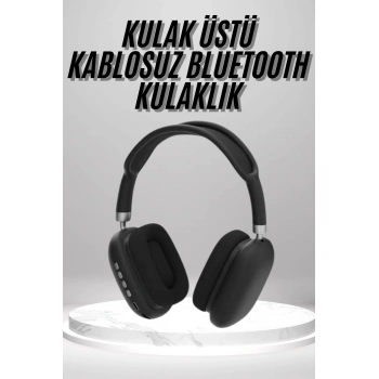 VipMarketim Kulak Üstü Kablosuz Bluetooth Kulaklık Yumuşak Süngerli SD Kart Girişli
