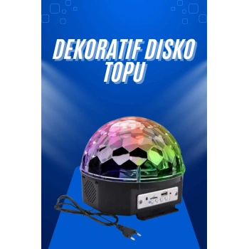 VipMarketim Küre Disko Topu Müzik Çalar Renkli Lazer Işıklı Bluetooth Disko Parti Işığı Kumandalı
