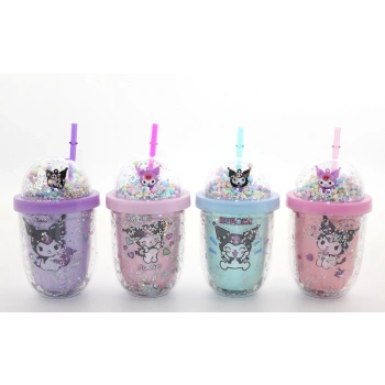 VipMarketim Kuromi Figürlü Pipetli Kapaklı Kupa Bardak