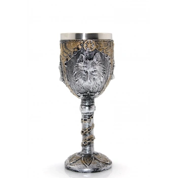 VipMarketim Kurt Büstü Tasarımlı Paslanmaz Çelik Kadeh Bardak