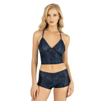 VipMarketim  Lacivert Saten Şort Takımı 9222