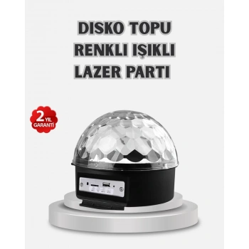 VipMarketim LED Disko Küresi Bluetooth Hoparlörlü Ritimle Senkronize Döner Işıklı