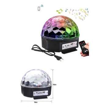 VipMarketim Led Işık Disko Topu Bluetooth Hoparlörlü USB Müzik Çalar Kumandalı