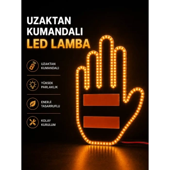 VipMarketim Led Işık El İşareti Araç Camı İçin Uzaktan Kumandalı