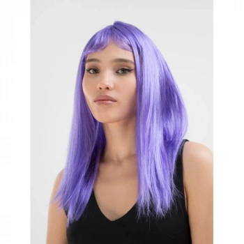 VipMarketim Lila Renk Uzun Düz Parti Peruğu