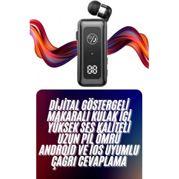 VipMarketim Makaralı Bluetooth Kulaklık Telefon Uyumlu Makaralı TF Kart Girişli Güç Göstergeli