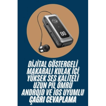 VipMarketim Makaralı Kulaklık SD Kart Girişli Dijital Göstergeli Kablolu Bluetooth Kulaklık