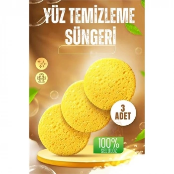 VipMarketim Makyaj Temizlik Pedi Cilt Temizlik Süngeri Doğal Selülöz 3 ADET