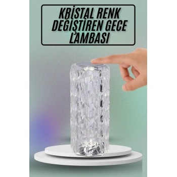 VipMarketim Masa ve Gece Lambası Şık ve Dayanıklı Sensörlü Şarjlı Kristal Lamba