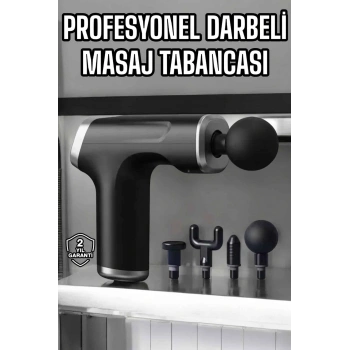 VipMarketim Masaj Tabancası 4 Başlıklı Kas ve Vücut Ağrıları İçin Şarjlı Darbeli