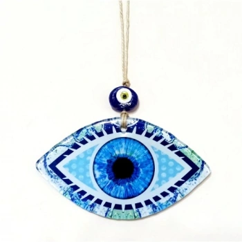 VipMarketim Mavi Göz Modelli Füzyon Cam Duvar Dekorasyonu