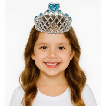 VipMarketim Mavi Kalpli Gümüş Renk Kraliçe Tacı Prenses Tacı