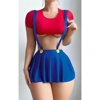 VipMarketim Mavi Kırmızı Fantezi Etekli Takım